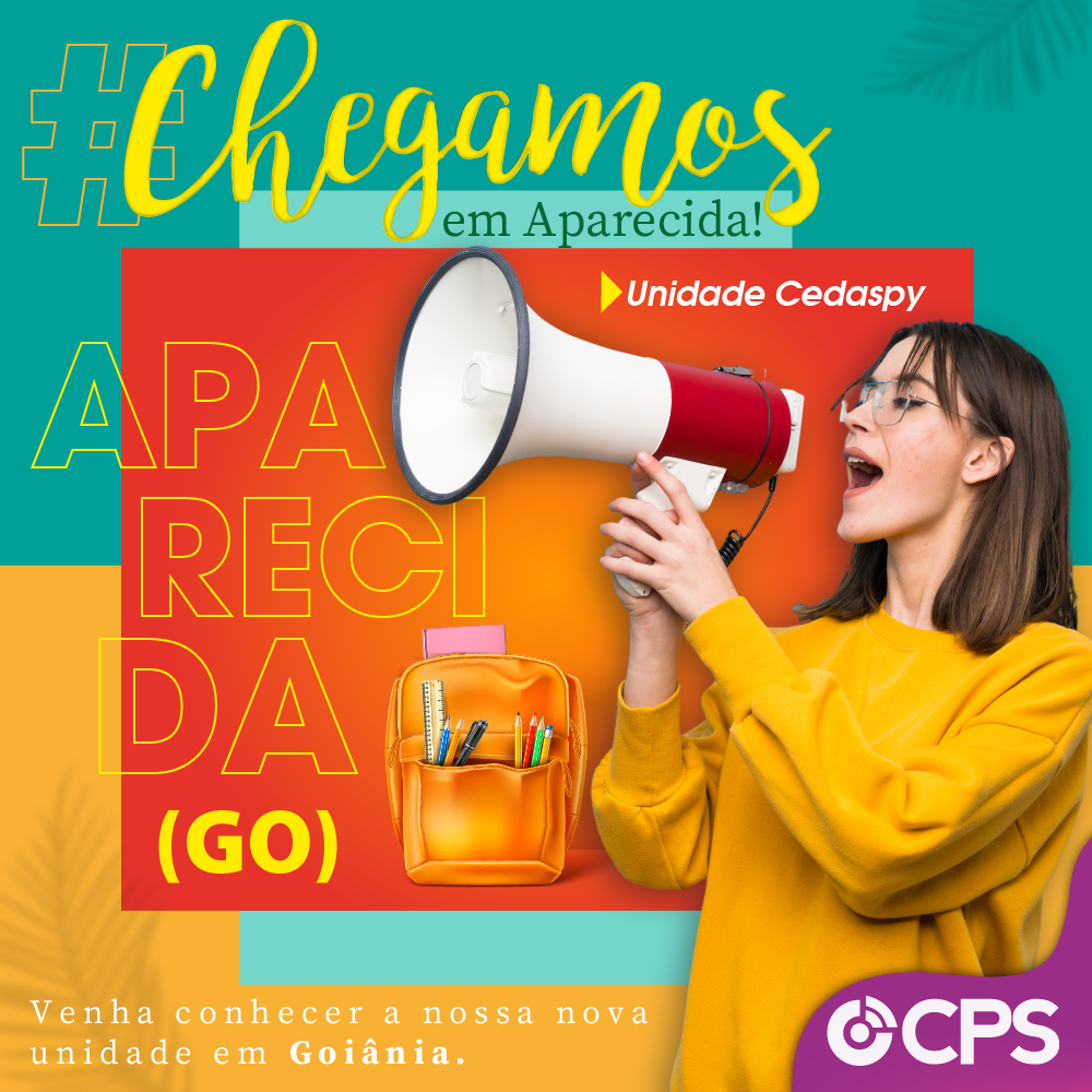 Mulher segurando um megafone anuncia nova unidade Cedaspy.